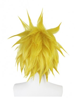 Godrose Golden Yellow Short Fluffy Explosion Upturned Male Cosplay Wigs