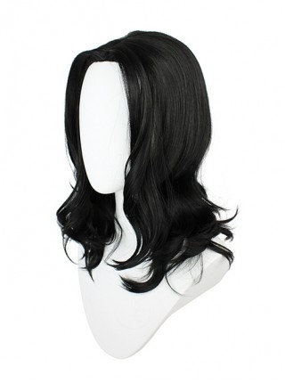 Baji Keisuke Black Middle Divided Slight Curly Medium Length Male Cosplay Wigs