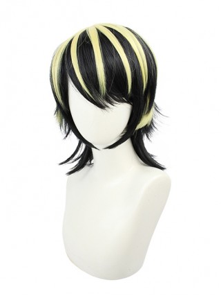 Hanemiya Kazutora Upturned Black Pick Dyeing Golden Short Wig Male Cosplay Wigs