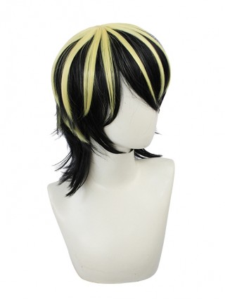 Hanemiya Kazutora Upturned Black Pick Dyeing Golden Short Wig Male Cosplay Wigs