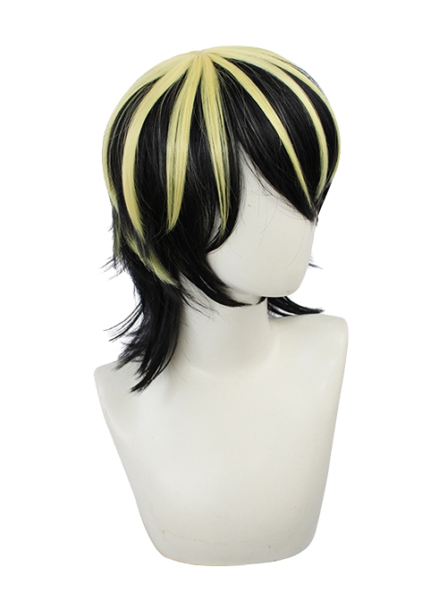 Hanemiya Kazutora Upturned Black Pick Dyeing Golden Short Wig Male Cosplay Wigs