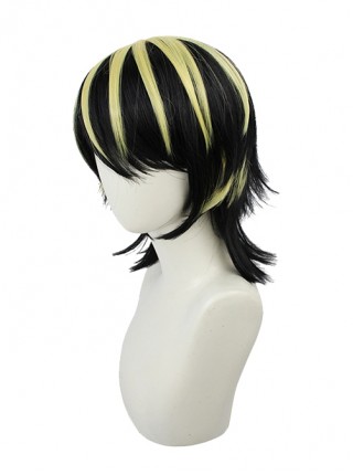 Hanemiya Kazutora Upturned Black Pick Dyeing Golden Short Wig Male Cosplay Wigs