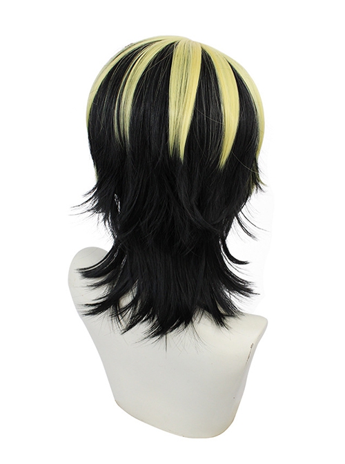 Hanemiya Kazutora Upturned Black Pick Dyeing Golden Short Wig Male Cosplay Wigs