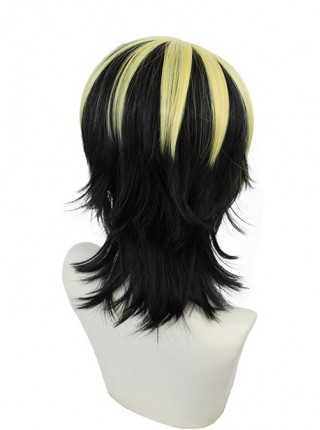 Hanemiya Kazutora Upturned Black Pick Dyeing Golden Short Wig Male Cosplay Wigs