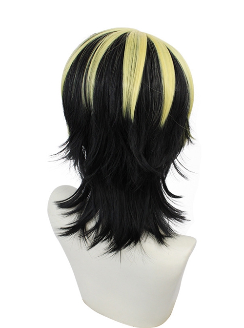 Hanemiya Kazutora Upturned Black Pick Dyeing Golden Short Wig Male Cosplay Wigs