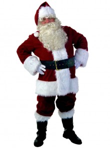Thicken Keep Warm Red Long Sleeve Christmas Party Performance Costume Beard Wig Santa Claus Complete Suit