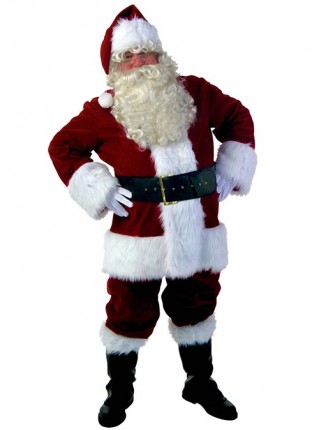 Thicken Keep Warm Red Long Sleeve Christmas Party Performance Costume Beard Wig Santa Claus Complete Suit