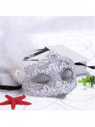 Sequins Small Bowler Hat Ornament Side Feathers Stage Performance Party Princess Multicolor Masquerade Mask