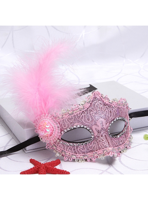 Sequins Small Bowler Hat Ornament Side Feathers Stage Performance Party Princess Multicolor Masquerade Mask