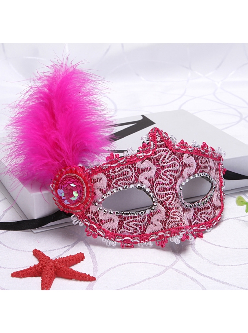 Sequins Small Bowler Hat Ornament Side Feathers Stage Performance Party Princess Multicolor Masquerade Mask