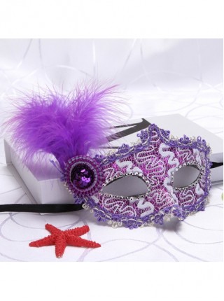 Sequins Small Bowler Hat Ornament Side Feathers Stage Performance Party Princess Multicolor Masquerade Mask