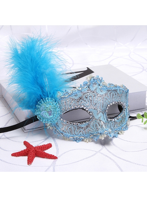 Sequins Small Bowler Hat Ornament Side Feathers Stage Performance Party Princess Multicolor Masquerade Mask