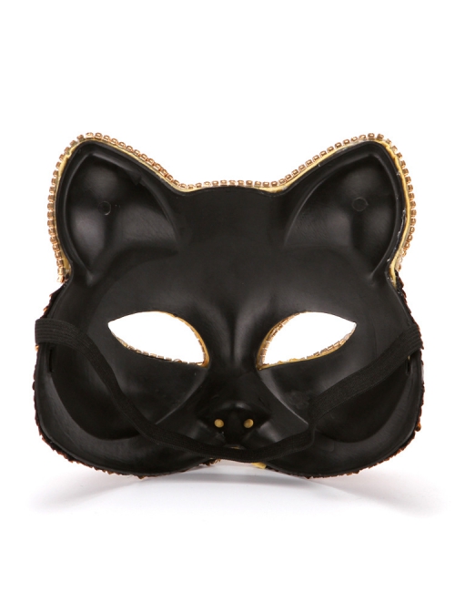 Gorgeous Rhinestone Inlay Sequins Fox Cat Masquerade Half Face Performance Mask