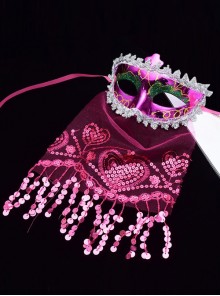 Sexy Sequin Tassel Veil Bright Surface Masquerade Half Face Performance Multicolor Mask