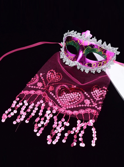 Sexy Sequin Tassel Veil Bright Surface Masquerade Half Face Performance Multicolor Mask