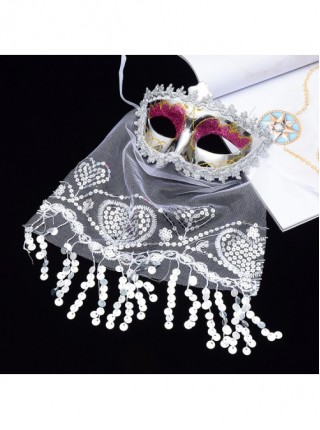 Sexy Sequin Tassel Veil Bright Surface Masquerade Half Face Performance Multicolor Mask