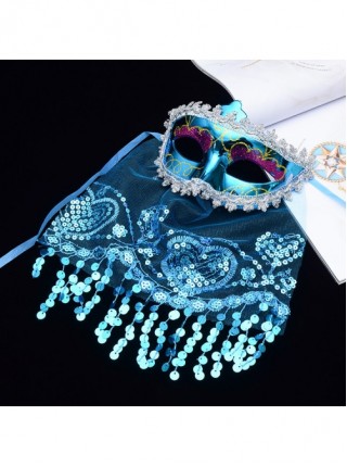 Sexy Sequin Tassel Veil Bright Surface Masquerade Half Face Performance Multicolor Mask