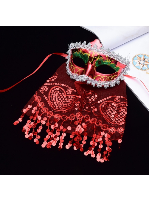 Sexy Sequin Tassel Veil Bright Surface Masquerade Half Face Performance Multicolor Mask