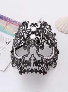 Party Performance Full Face Skull Metal Rhinestone Inlay Hollowed Out Iron Art Mask