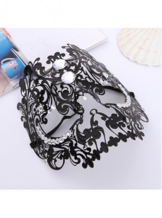 Party Performance Full Face Skull Metal Rhinestone Inlay Hollowed Out Iron Art Mask