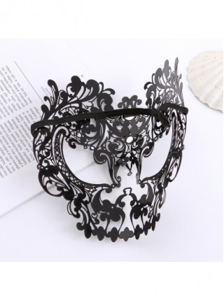 Party Performance Full Face Skull Metal Rhinestone Inlay Hollowed Out Iron Art Mask