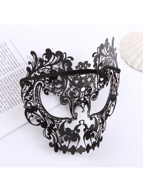 Party Performance Full Face Skull Metal Rhinestone Inlay Hollowed Out Iron Art Mask