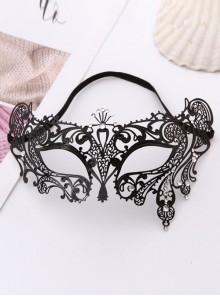 Half Face Black Ultra Thin Metal Hollow Out Rhinestone Inlay Party Performance Masquerade Mask