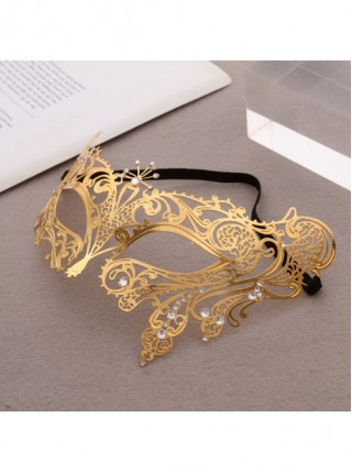 Half Face Hollow Out Butterfly Ultra Thin Electroplated Metal Masquerade Performance Dress Up Mask