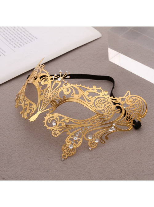 Half Face Hollow Out Butterfly Ultra Thin Electroplated Metal Masquerade Performance Dress Up Mask