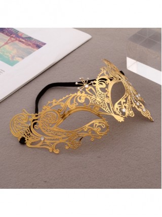 Half Face Hollow Out Butterfly Ultra Thin Electroplated Metal Masquerade Performance Dress Up Mask