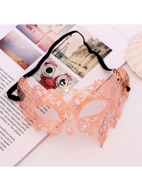 Half Face Hollow Out Butterfly Ultra Thin Electroplated Metal Masquerade Performance Dress Up Mask