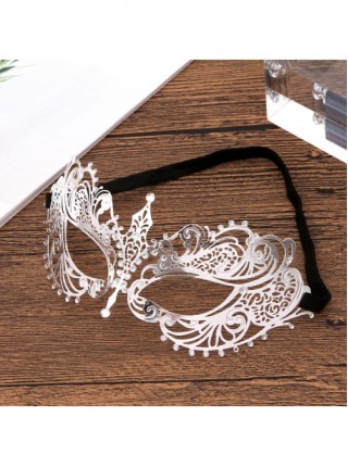 Hollow Out Iron Art Rhinestone Princess Dress Up Masquerade Electroplated Metal Mask