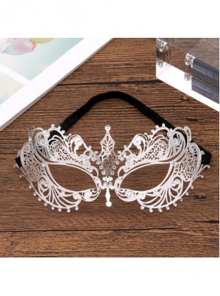 Hollow Out Iron Art Rhinestone Princess Dress Up Masquerade Electroplated Metal Mask