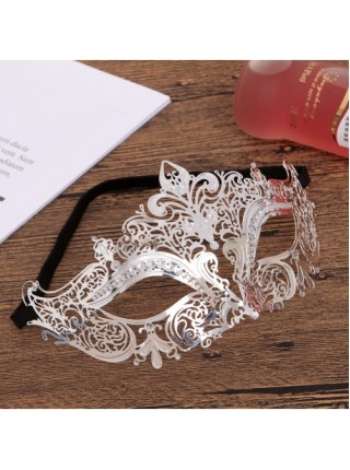 Ultra Thin Electroplated Metal Hollow Out Lace Iron Art Rhinestone Half Face Masquerade Mask