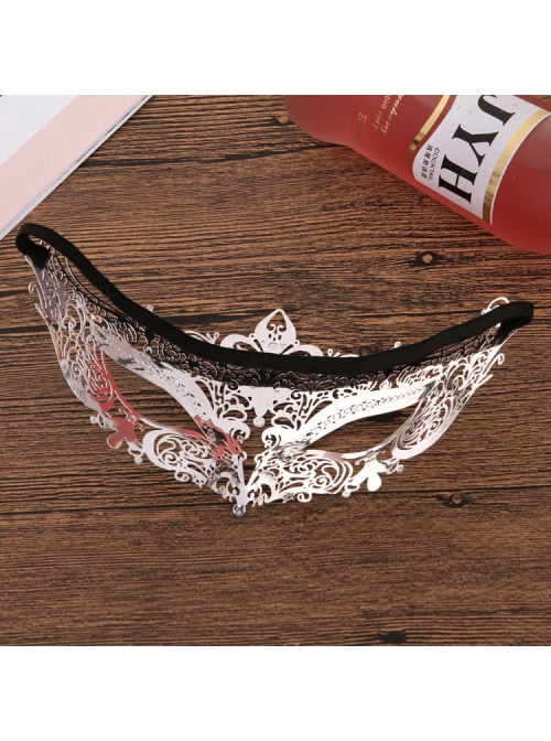 Ultra Thin Electroplated Metal Hollow Out Lace Iron Art Rhinestone Half Face Masquerade Mask