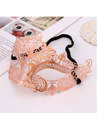 Ultra Thin Electroplated Metal Hollow Out Lace Iron Art Rhinestone Half Face Masquerade Mask