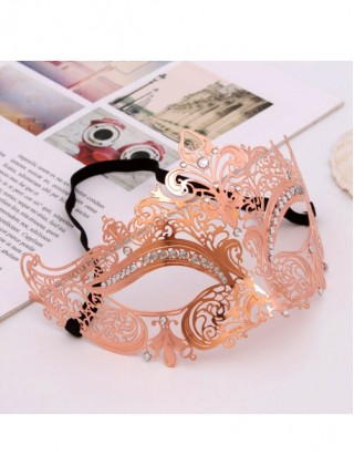 Ultra Thin Electroplated Metal Hollow Out Lace Iron Art Rhinestone Half Face Masquerade Mask