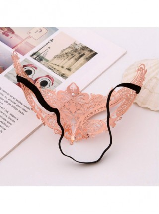 Ultra Thin Electroplated Metal Hollow Out Lace Iron Art Rhinestone Half Face Masquerade Mask