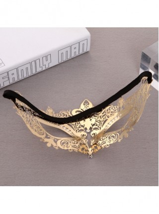 Ultra Thin Electroplated Metal Hollow Out Lace Iron Art Rhinestone Half Face Masquerade Mask