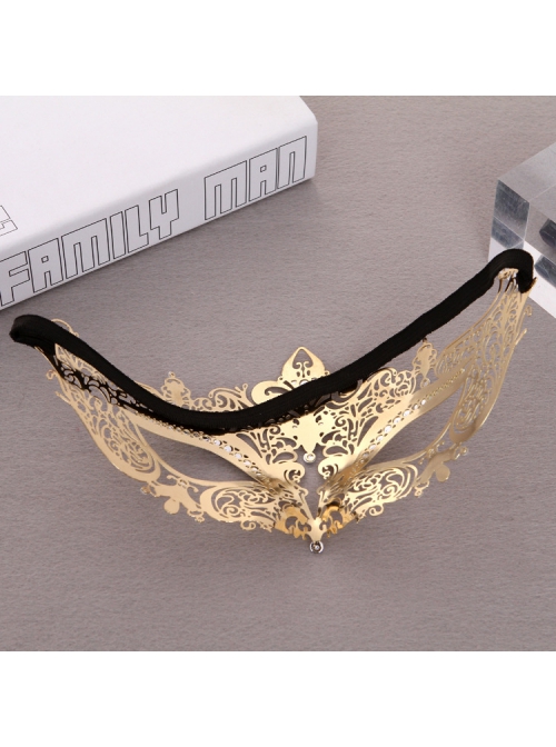 Ultra Thin Electroplated Metal Hollow Out Lace Iron Art Rhinestone Half Face Masquerade Mask