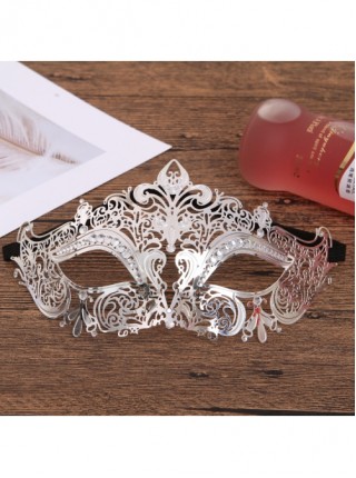 Ultra Thin Electroplated Metal Hollow Out Lace Iron Art Rhinestone Half Face Masquerade Mask