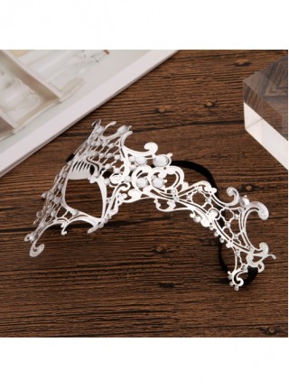 Electroplated Metal Ultra Thin Iron Art Lace Rhinestone One Eye Masquerade Mask