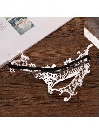 Electroplated Metal Ultra Thin Iron Art Lace Rhinestone One Eye Masquerade Mask