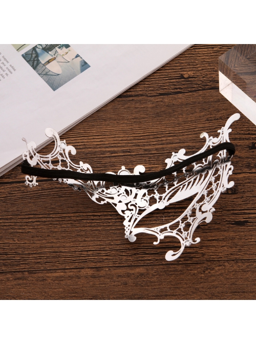 Electroplated Metal Ultra Thin Iron Art Lace Rhinestone One Eye Masquerade Mask