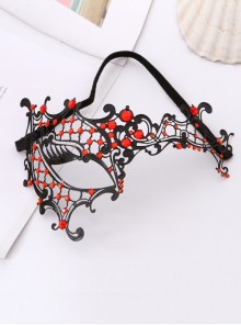 One Eye Black Metal Iron Art Color Rhinestone Female Masquerade Halloween Party Mask