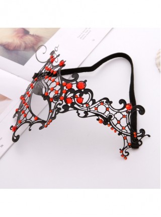 One Eye Black Metal Iron Art Color Rhinestone Female Masquerade Halloween Party Mask