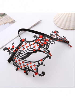 One Eye Black Metal Iron Art Color Rhinestone Female Masquerade Halloween Party Mask