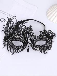 Masquerade Mysterious Black Metal Iron Art Hollow Out Half Face Phoenix Shape Mask