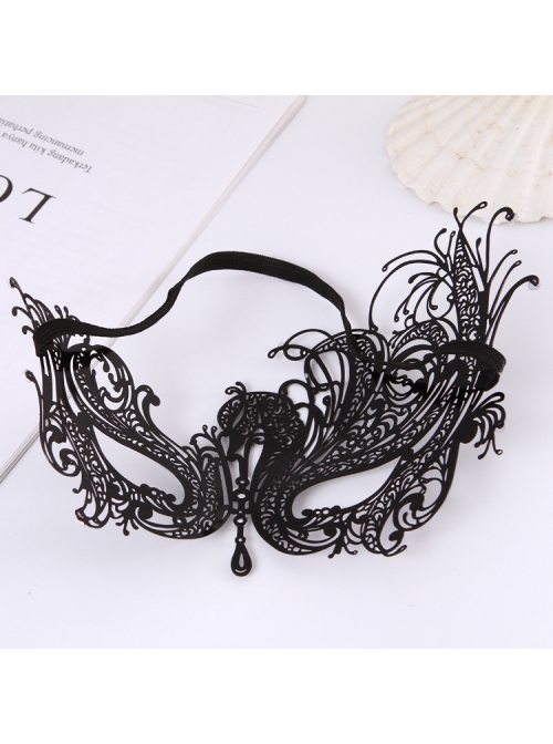 Masquerade Mysterious Black Metal Iron Art Hollow Out Half Face Phoenix Shape Mask