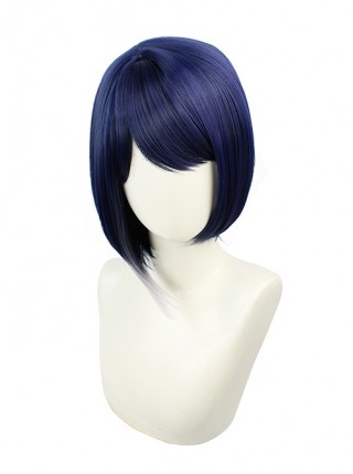 Kujo Sara Dark Blue Gradient Gray Asymmetry Short Wig Game Cosplay Wigs